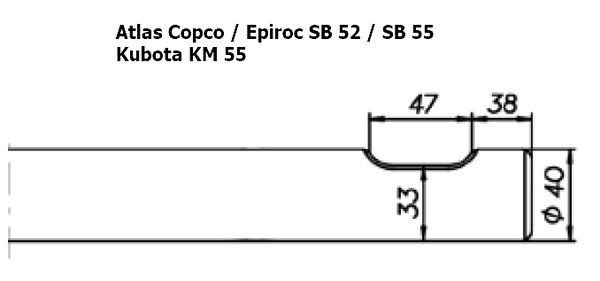SOLIDA Flachmeissel (quer) - Atlas Copco / Epiroc SB 52 / SB 55, Kubota KM 55