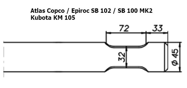 SOLIDA Flachmeissel (quer) - Atlas Copco / Epiroc SB 102 / SB 100 MK2, Kubota KM 105