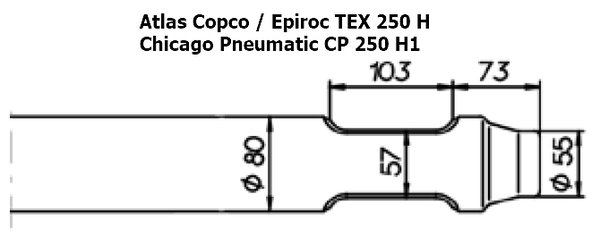 SOLIDA Spitzmeissel - Atlas Copco / Epiroc TEX 250 H, Chicago Pneumatic CP 250 H1