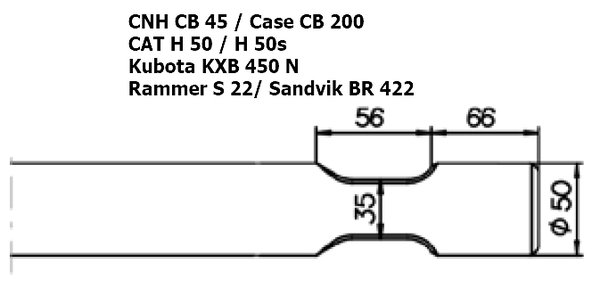 SOLIDA Stampfwerkzeug - CNH CB 45 / Case CB 200, CAT H 50 / H 50s, Kubota KXB 450 N, Rammer S 22 / S