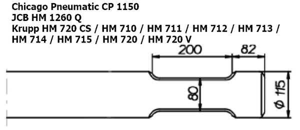 SOLIDA Spitzmeissel - Chicago Pneumatic CP 1150, JCB HM 1260 Q, Krupp HM 720 CS / HM 710 / HM 711 /