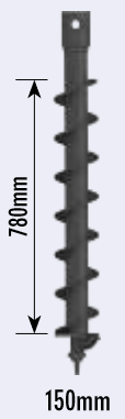 Auger Torque Bohrschnecke S4, D=150mm, Wolfram, 65mm Rund, L=1,2m