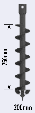 Auger Torque Bohrschnecke S4, D=200mm, Wolfram, 65mm Rund, L=1,2m