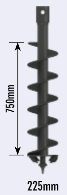 Auger Torque Bohrschnecke S4, D=225mm, Wolfram, 65mm Rund, L=1,2m