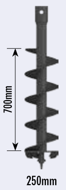 Auger Torque Bohrschnecke S4, D=250mm, Wolfram, 65mm Rund, L=1,2m