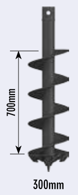 Auger Torque Bohrschnecke S4, D=300mm, Wolfram, 65mm Rund, L=1,2m