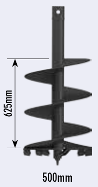 Auger Torque Bohrschnecke S4, D=500mm, Wolfram, 65mm Rund, L=1,2m