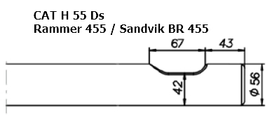 SOLIDA Breitmeissel (quer) - CAT H 55 Ds, Rammer 455 / Sandvik BR 455