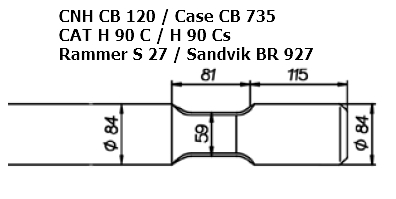 SOLIDA Spitzmeissel - CNH CB 120 / Case CB 735, CAT H 90 C / H 90 Cs, Rammer S 27 / Sandvik BR 927