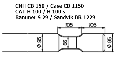 SOLIDA Flachmeissel (quer) - CNH CB 150 / Case CB 1150, CAT H 100 / H 100 s, Rammer S 29 / Sandvik B