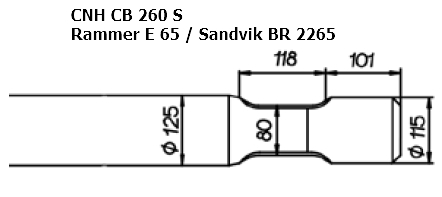 SOLIDA Flachmeissel (quer) - CNH CB 260 S, Rammer E 65 / Sandvik BR 2265